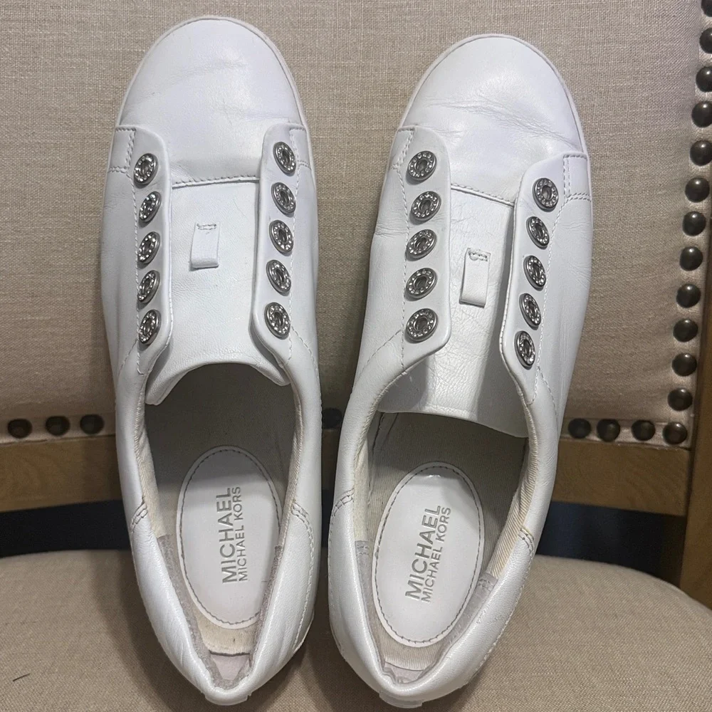 Michael Kors Women’s White Leather Sneakers, Size 9M